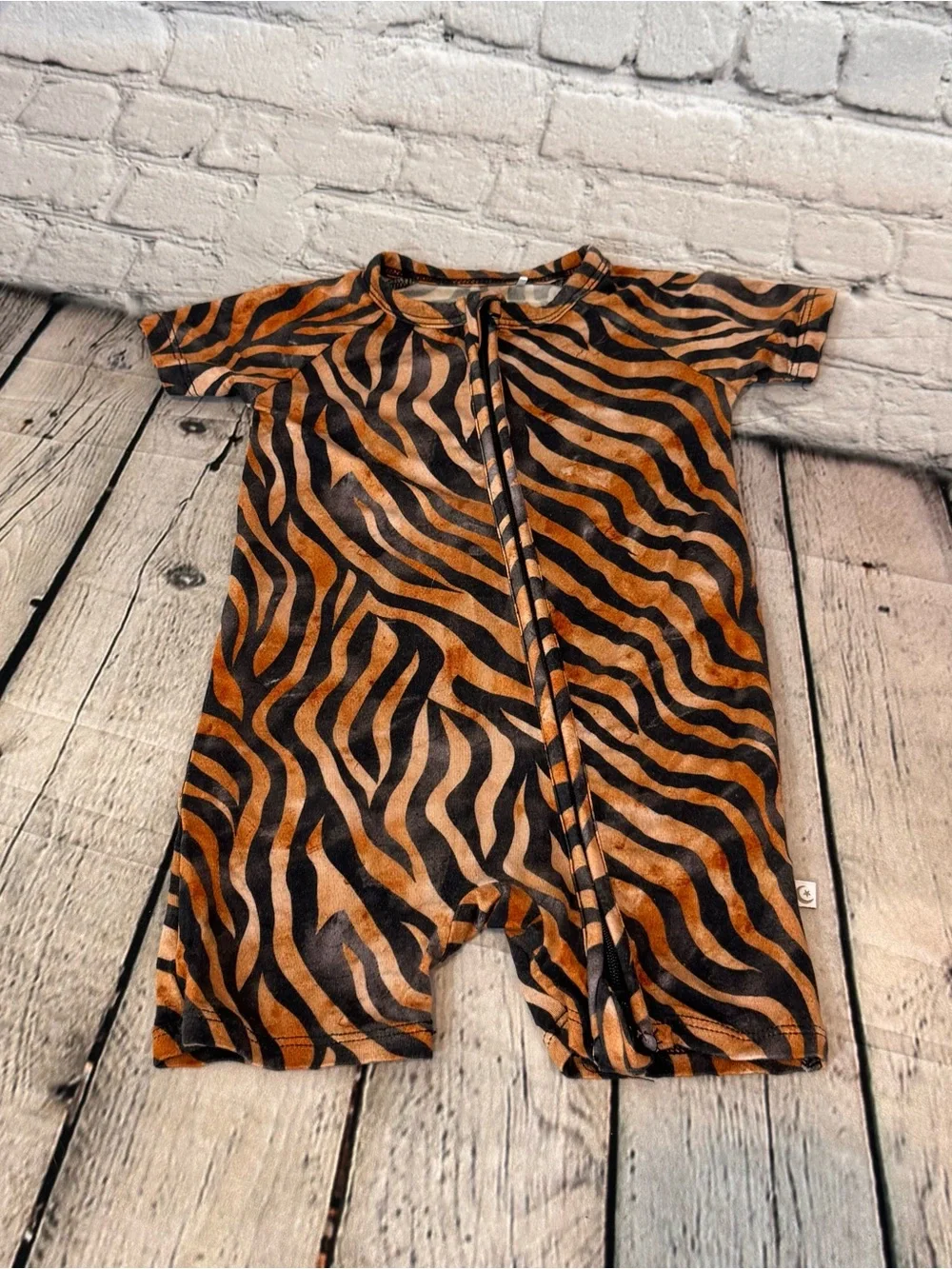 Snuggle Bum Tiger Pattern Bamboo Shortie Romper